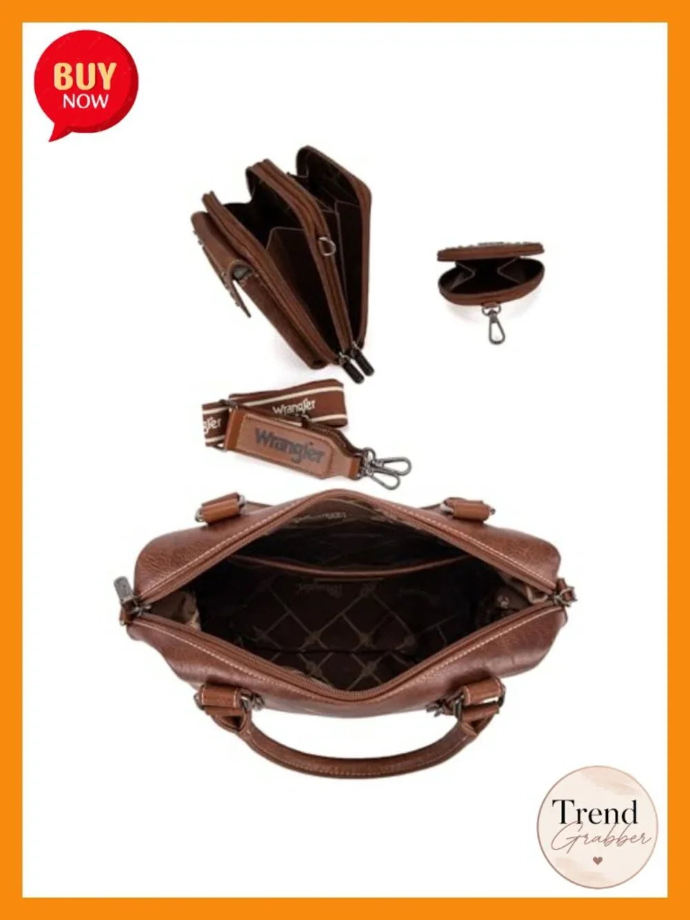 Faux Leather Doctor Bag Set Top-Handle Satchel w/ Cell Phone Bag Coin Purse